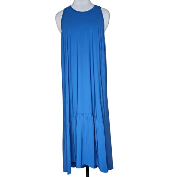 Sweaty Betty L Oxford Blue Explorer Ace Midi Tank Dress Trapeze Swing Quick Dry - Picture 2 of 8
